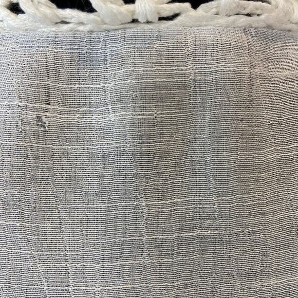 BATHING SUIT COVER-UP Embroidered Details & Fringe Women's Sz L White Boho Beach - Picture 4 of 10